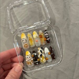 3D Orange Cat Press-On Nails